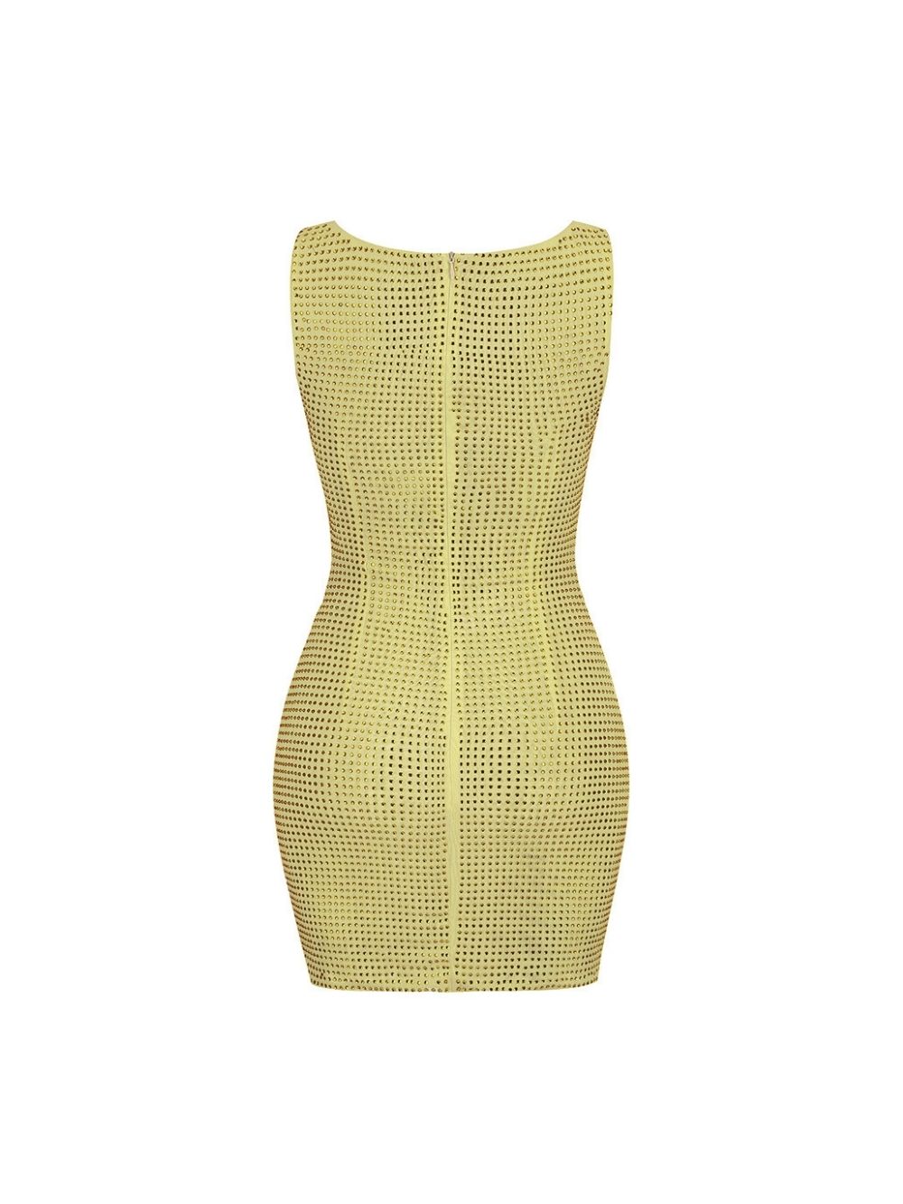 Marti Yellow Diamante Flower Cutout Mini Dress - OWNCI