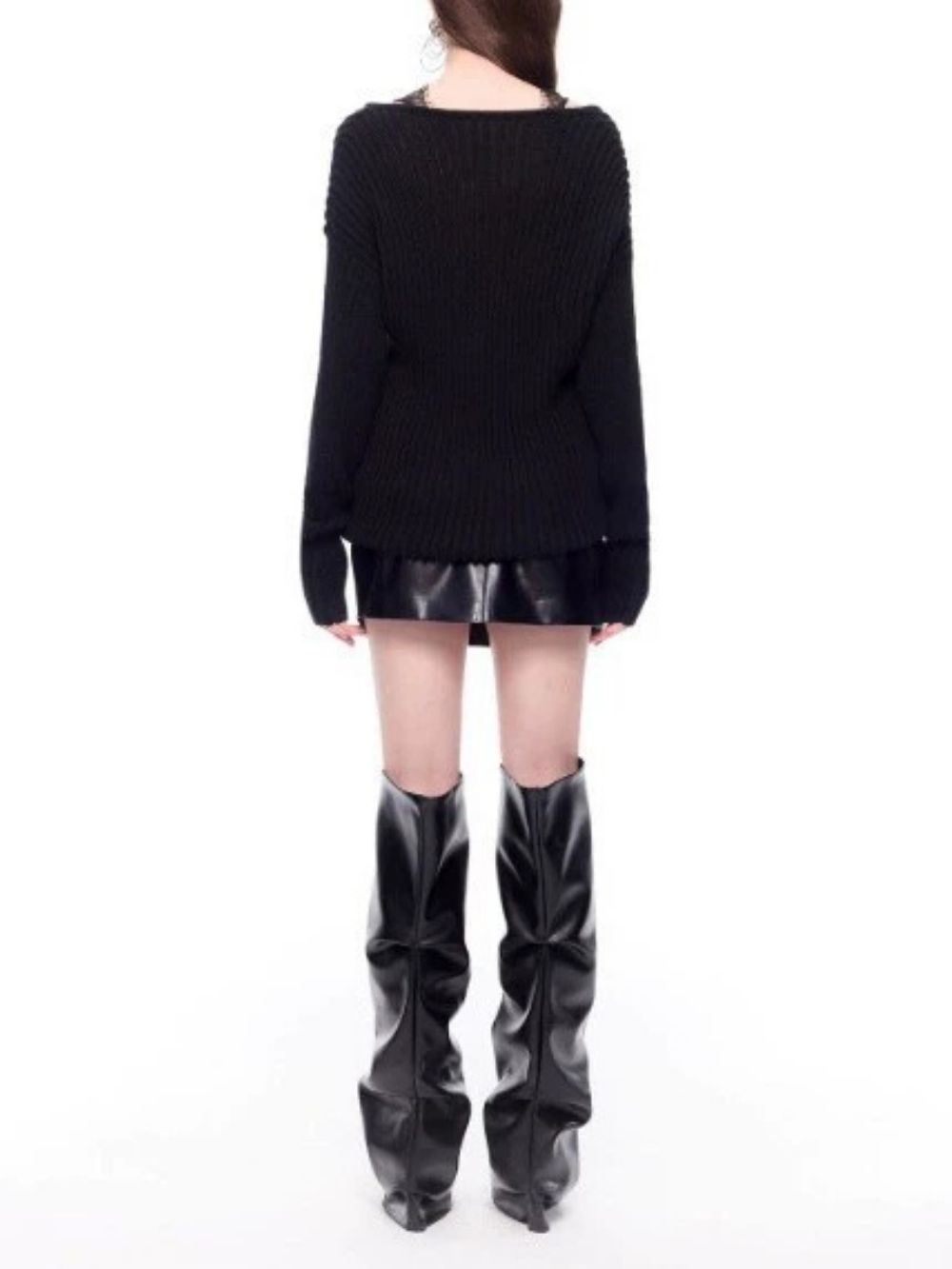 b8faa9e58253c8f56e880cd253f8b76b Mapiya Black Lace Sweater