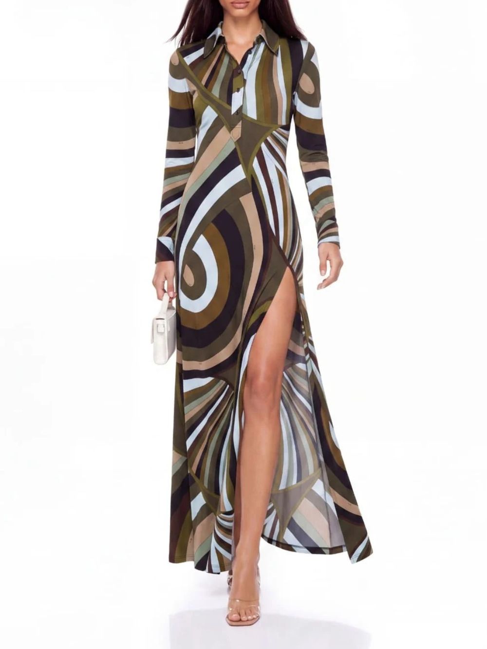 Hylora Split Geo Printed Maxi Dress - OWNCI Hylora Split Geo Printed Maxi Dress - OWNCI