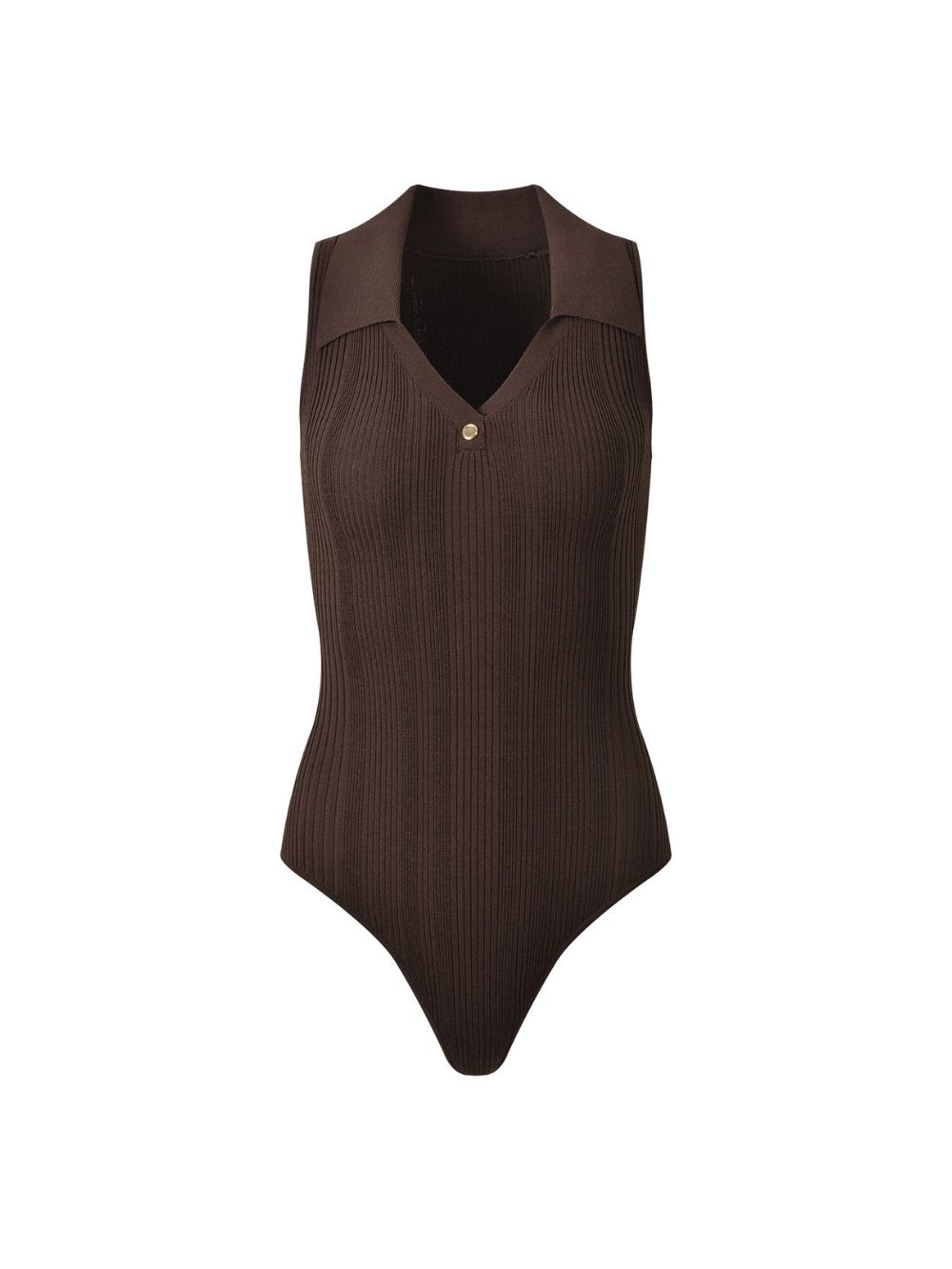 Ribbed Knit Polo Bodysuit - OWNCI Ribbed Knit Polo Bodysuit - OWNCI