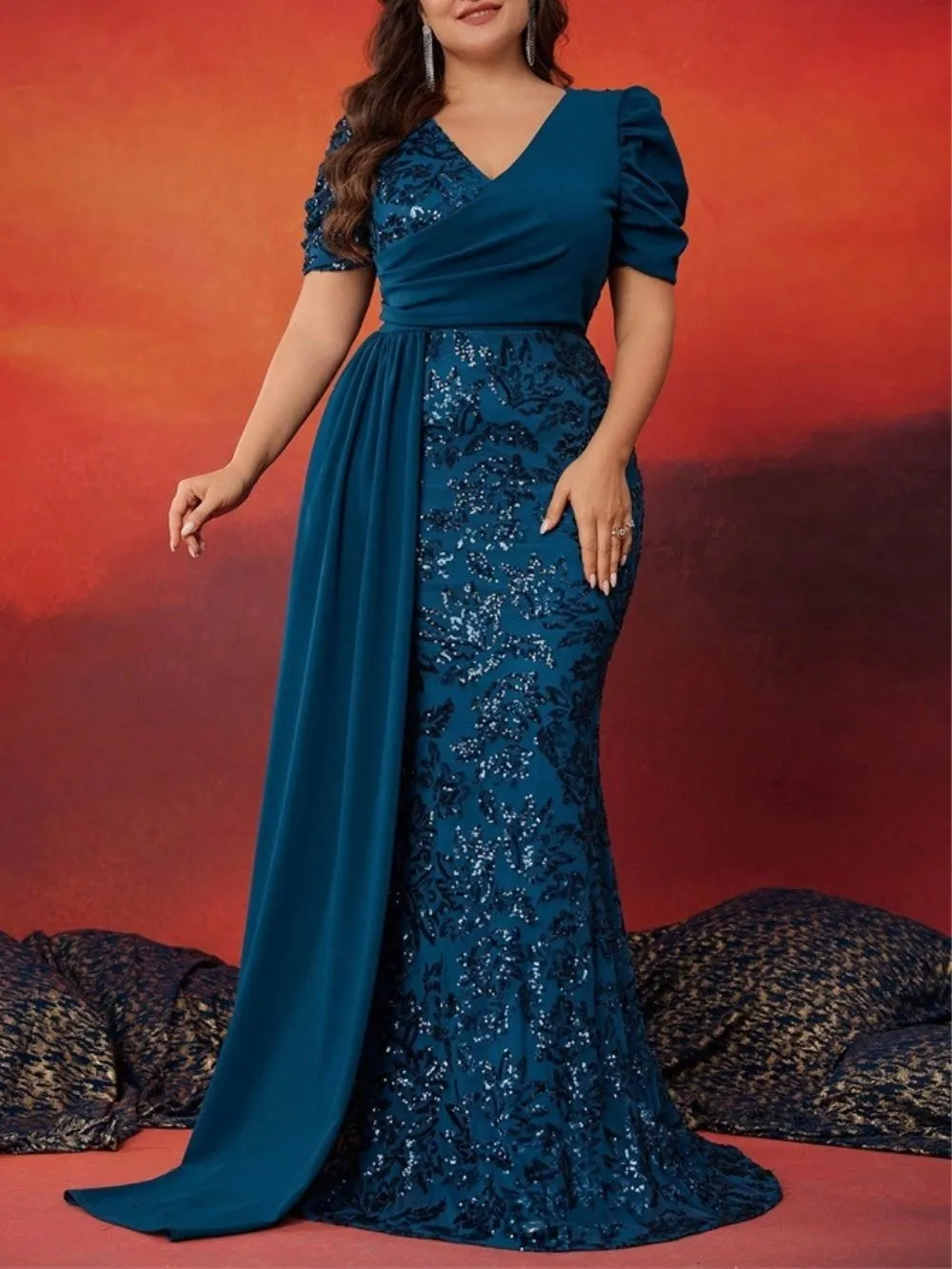 Marcie Sequin Plus Size Maxi Dress - OWNCI Marcie Sequin Plus Size Maxi Dress - OWNCI