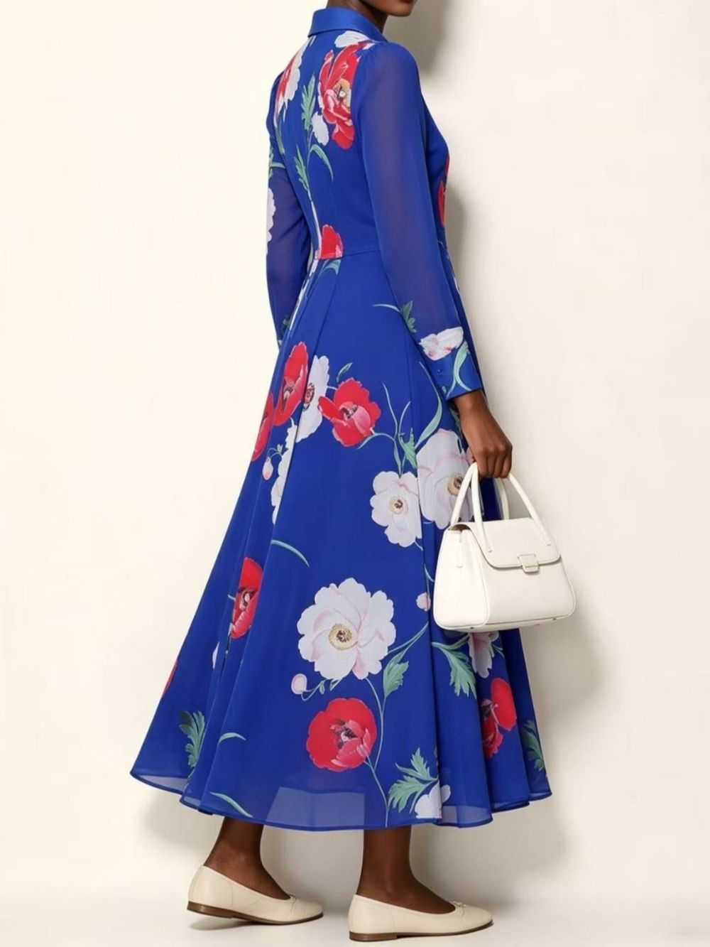 Maricopa Blue Floral Long Sleeve Maxi Dress - OWNCI