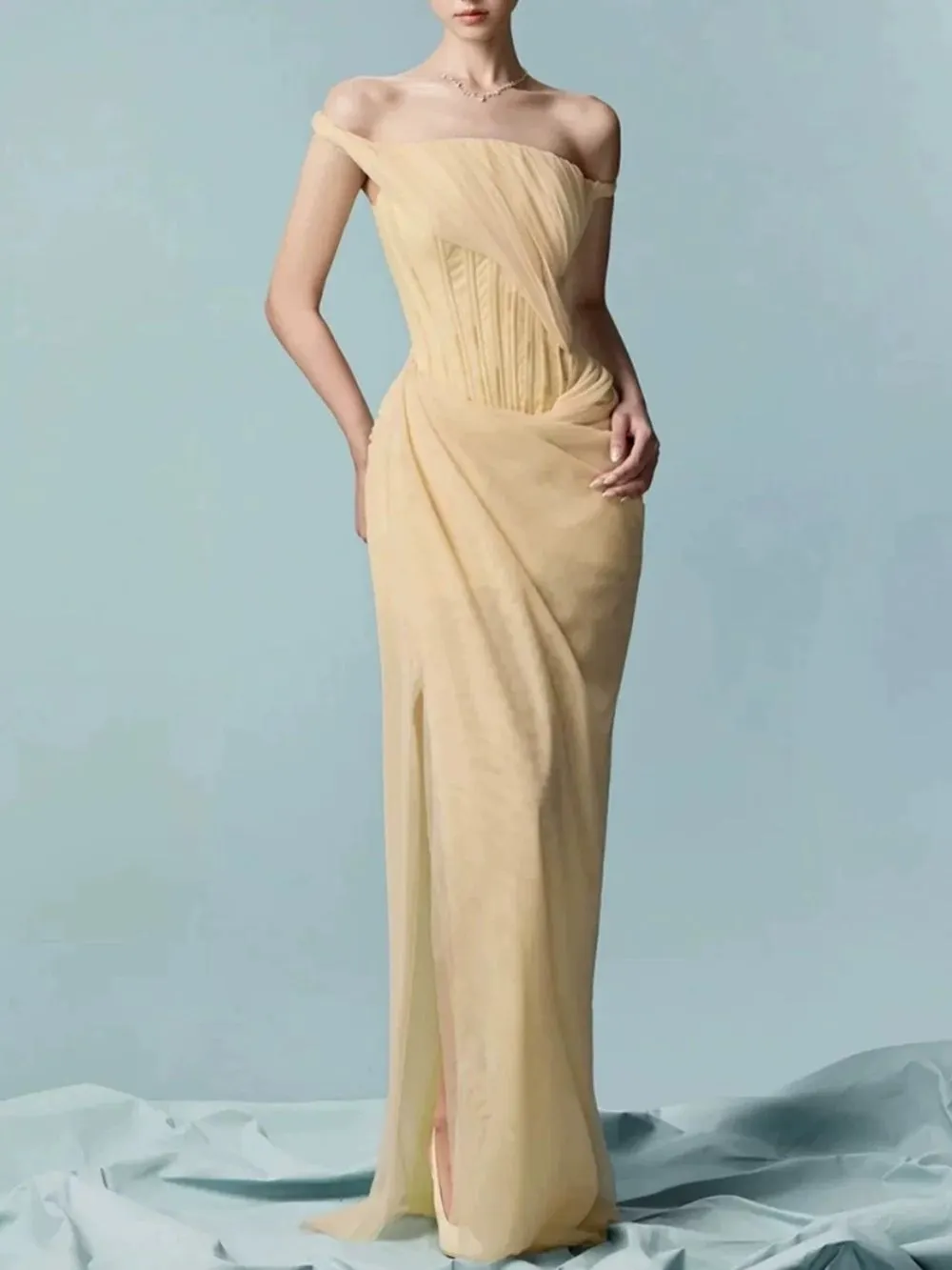 Marjory Yellow Corset Maxi Dress - OWNCI Marjory Yellow Corset Maxi Dress - OWNCI