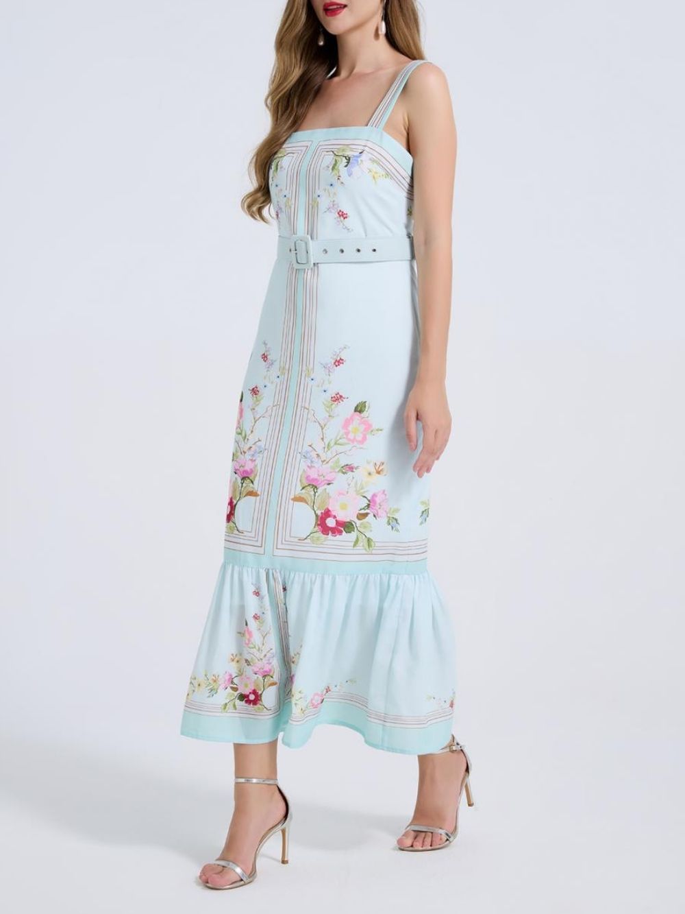 Mandi Floral Belted Midi Dress - OWNCI Mandi Floral Belted Midi Dress - OWNCI