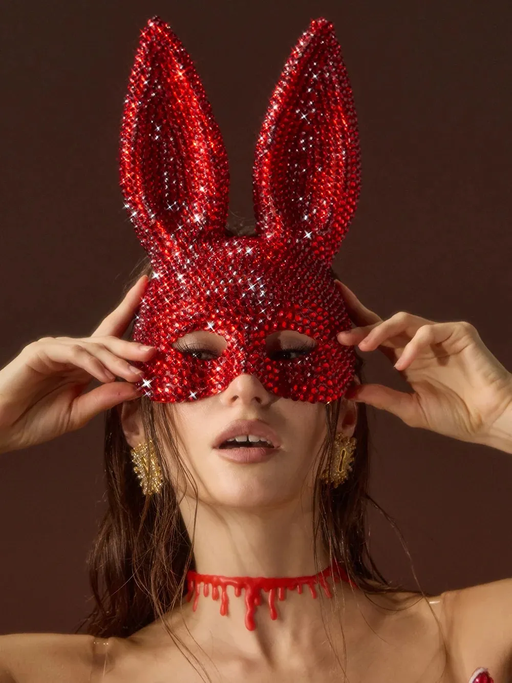 Glaucia Rhinestone Bunny Mask - OWNCI