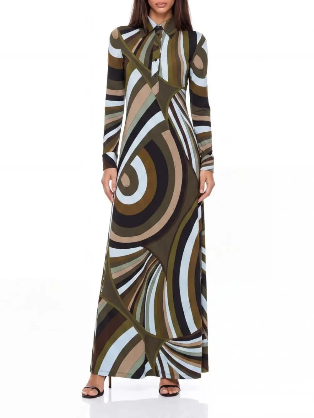 Hylora Split Geo Printed Maxi Dress - OWNCI