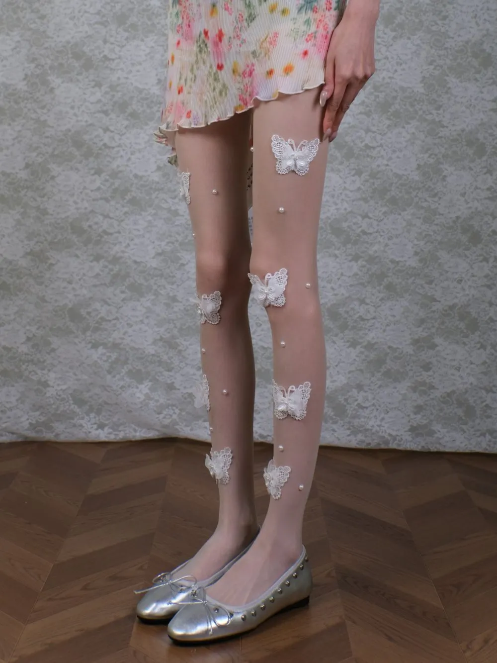 Martie White Butterfly Tights - OWNCI