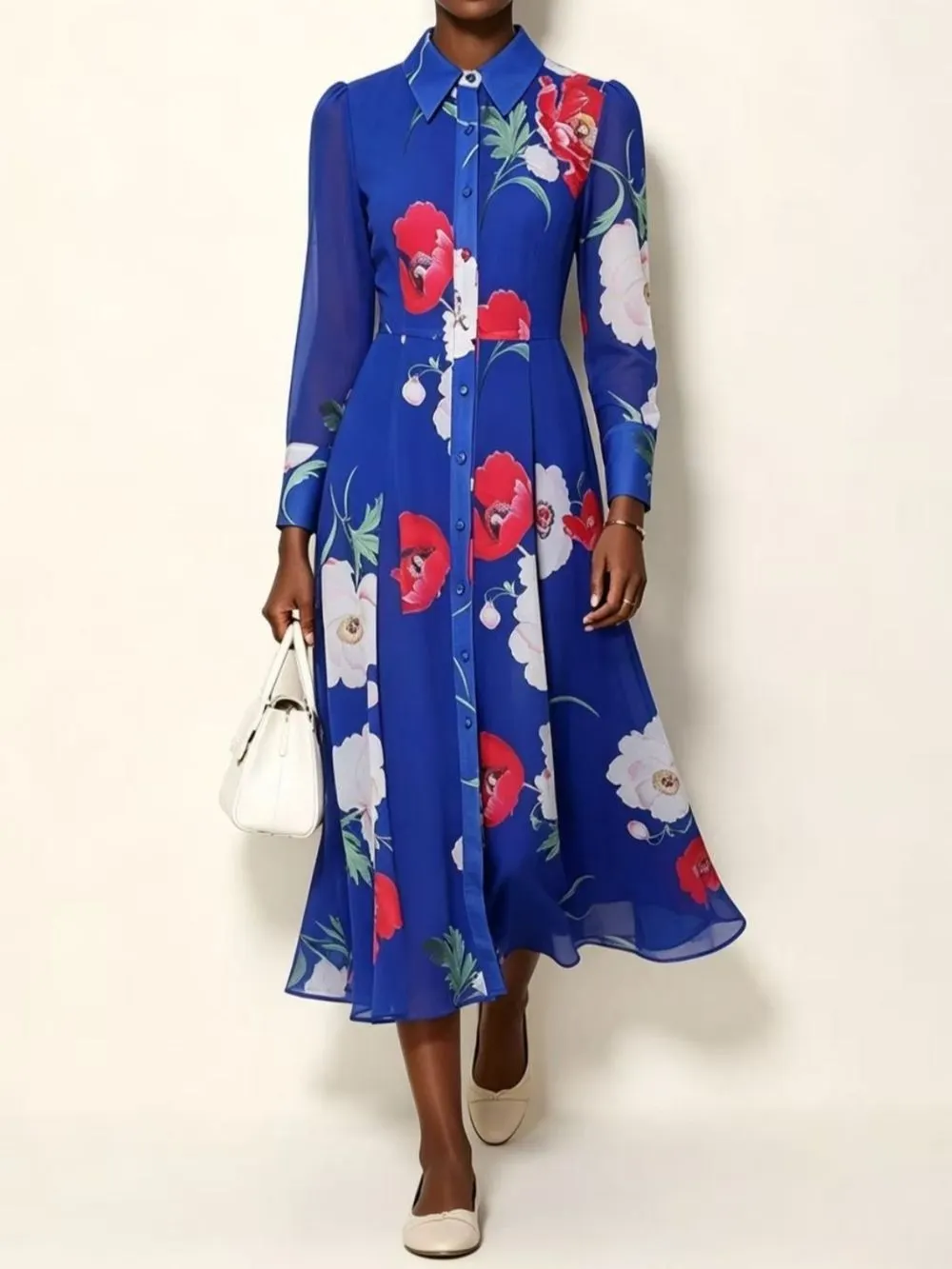 Maricopa Blue Floral Long Sleeve Maxi Dress - OWNCI Maricopa Blue Floral Long Sleeve Maxi Dress - OWNCI