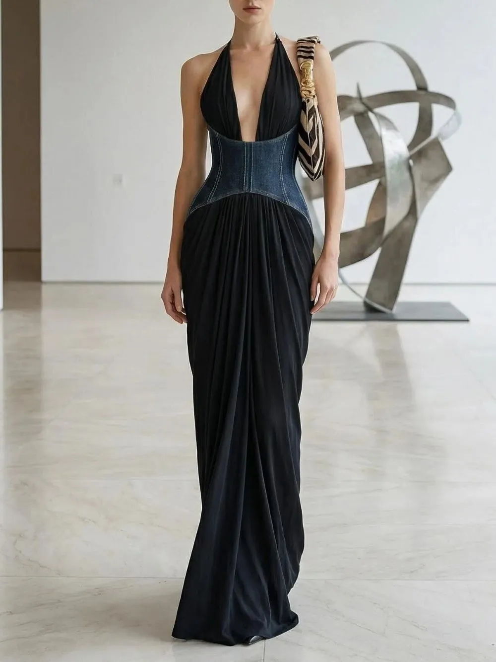 Marti Black Halter Maxi Dress - OWNCI