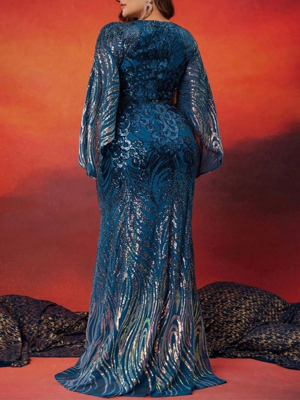 Maren Blue Sequin Plus Size Maxi Dress - OWNCI
