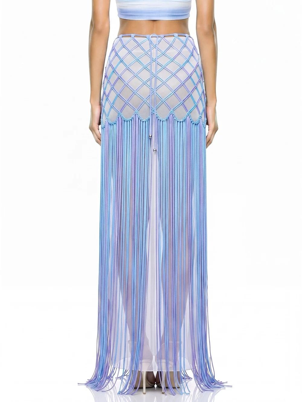 Trevianx Fringe Crystal Mesh Skirt - OWNCI