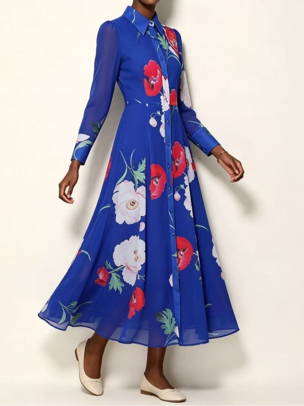 Maricopa Blue Floral Long Sleeve Maxi Dress - OWNCI Maricopa Blue Floral Long Sleeve Maxi Dress - OWNCI