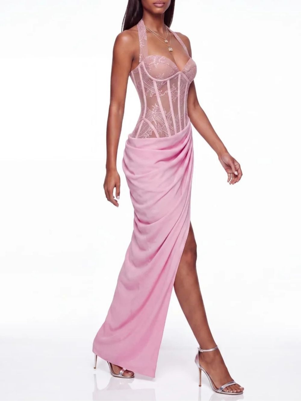 Zandor Halterneck Lace Split Maxi Dress - OWNCI Zandor Halterneck Lace Split Maxi Dress - OWNCI