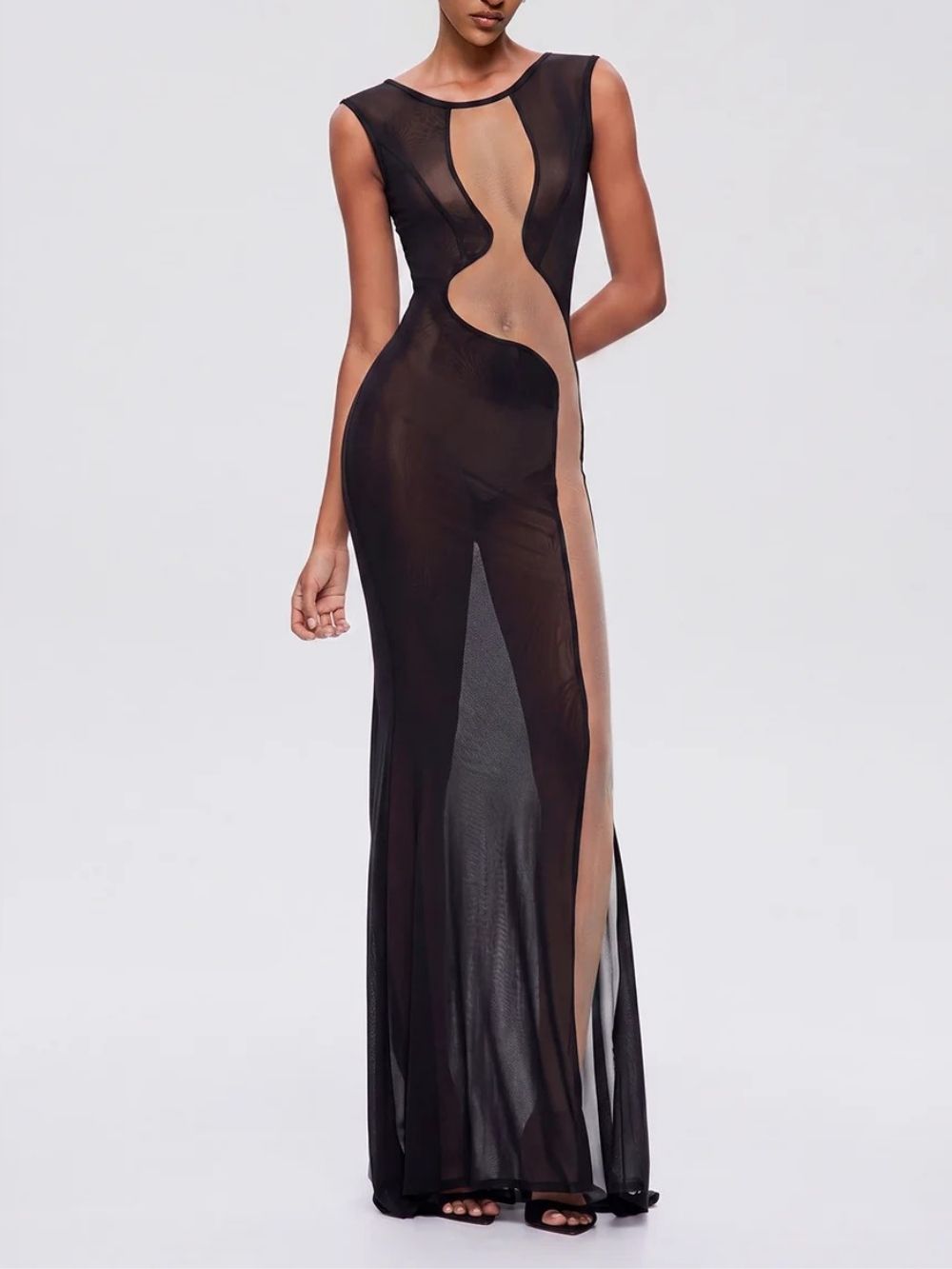 Furaira Sleeveless See Through Maxi Dress In Black - OWNCI Furaira Sleeveless See Through Maxi Dress In Black - OWNCI