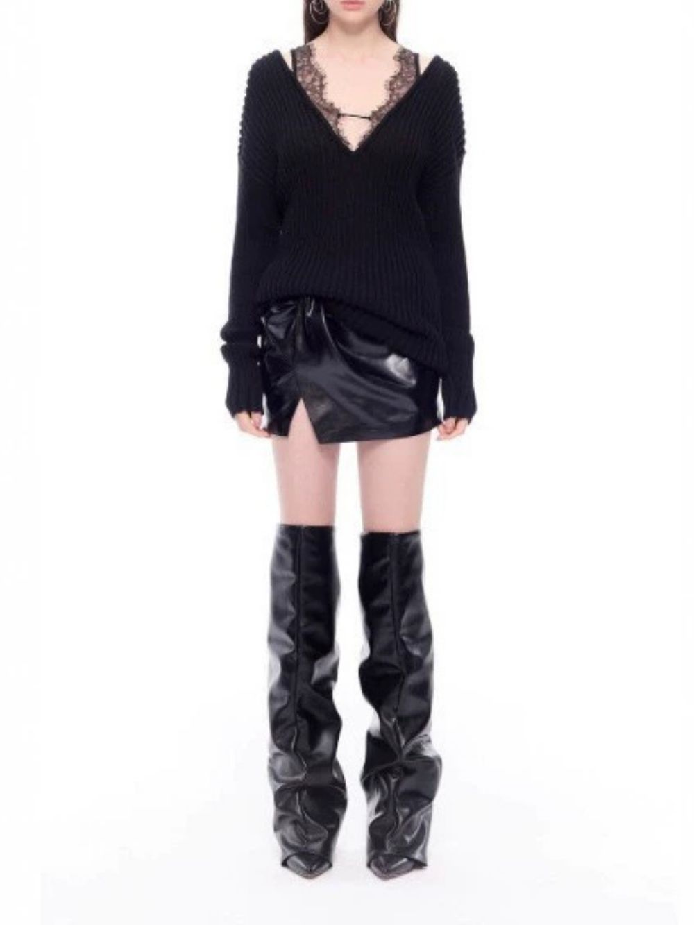 c361881a9d907a9fc6a7cda0d0094dba Mapiya Black Lace Sweater