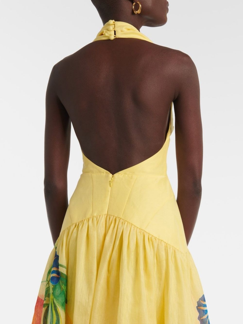 Maritere Yellow Halter Printed Maxi Dress - OWNCI Maritere Yellow Halter Printed Maxi Dress - OWNCI