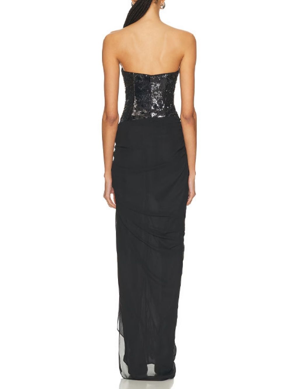 Malu Black Strapless Sequin Maxi Dress - OWNCI