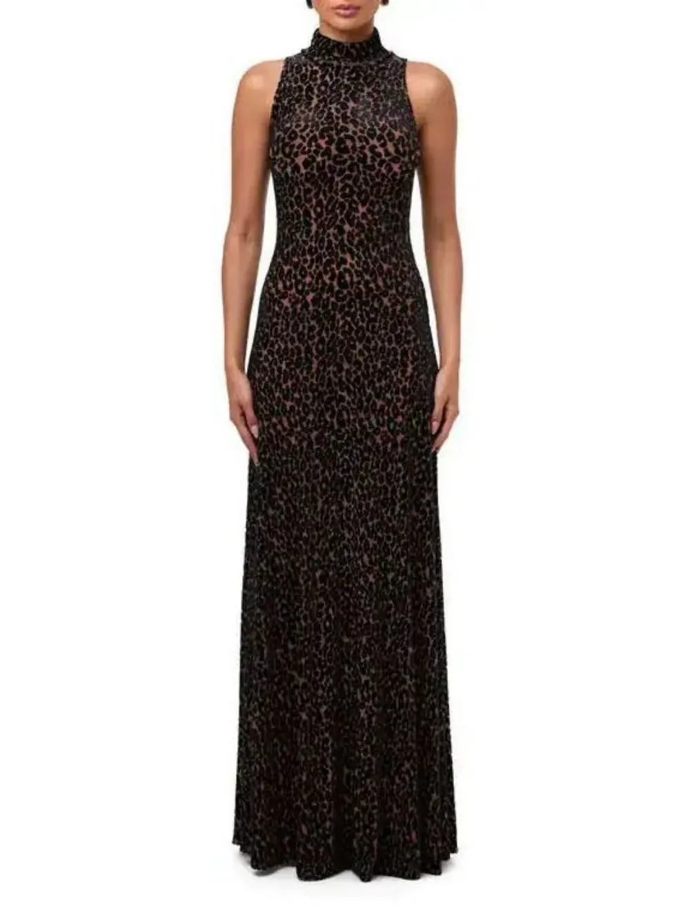 c4be3843cfff3447b85c855c6ccb414c Mandy Black Sleeveless Leopard Maxi Dress