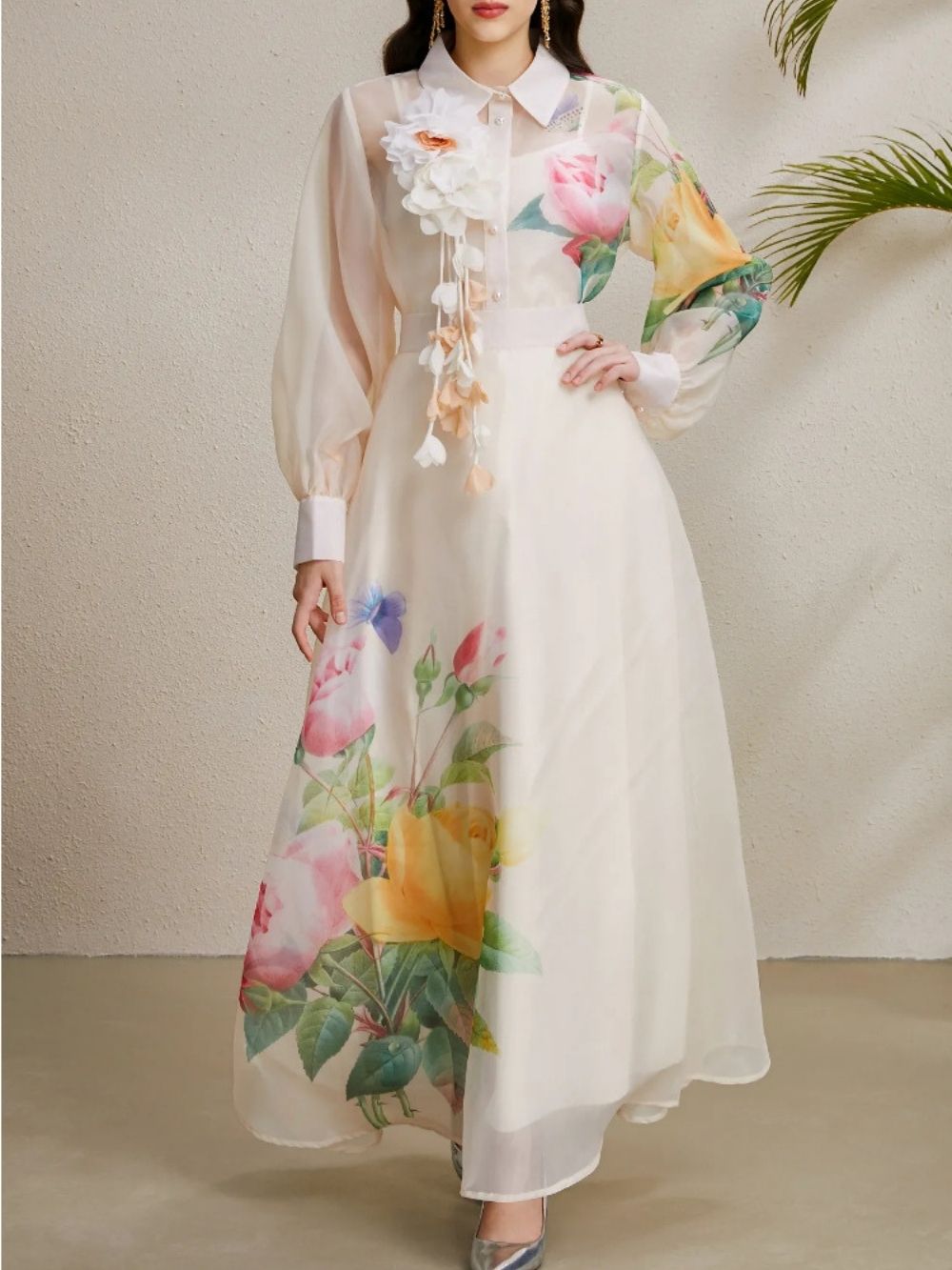 Maru Apricot Floral Top & Maxi Skirt Set - OWNCI