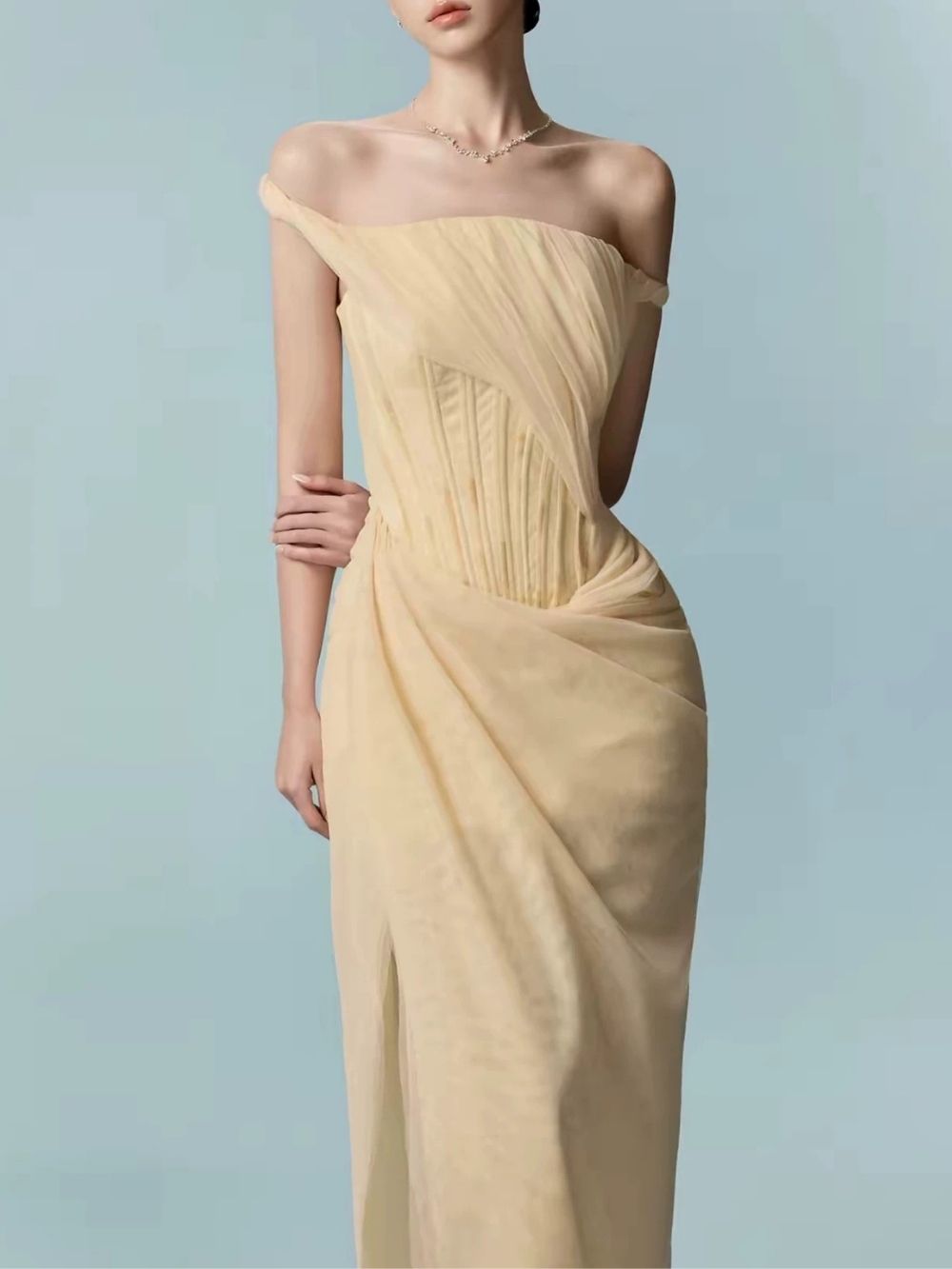 Marjory Yellow Corset Maxi Dress - OWNCI