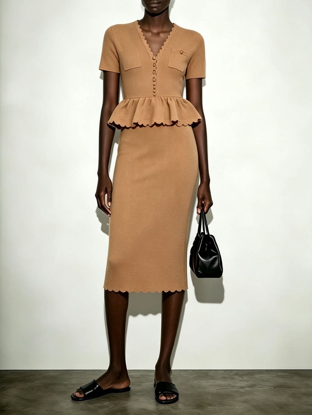 c5a7ec3ddf5bfdb201cf5bfa9f5655a6 Mariko V-Neck Knit Midi Dress