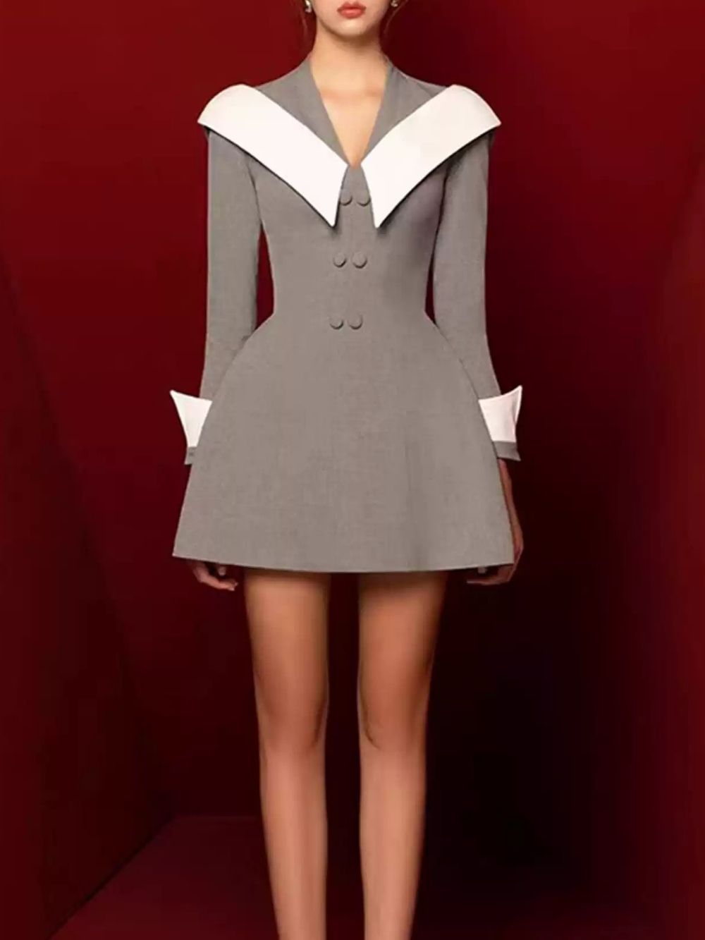 Marcelle Grey Long Sleeve Mini Dress - OWNCI Marcelle Grey Long Sleeve Mini Dress - OWNCI