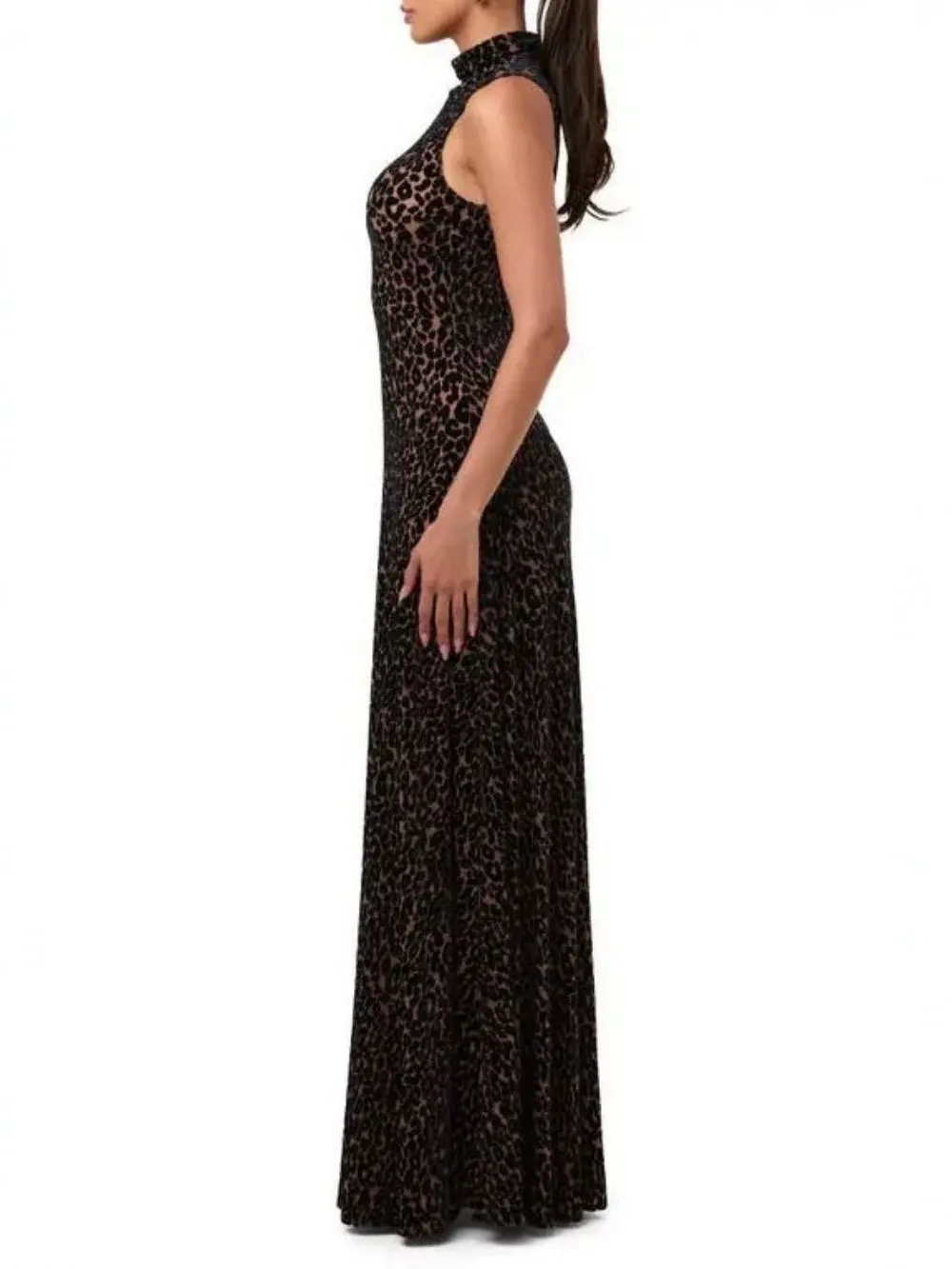 c92d749b216a4a89325e6506aa0fbccd Mandy Black Sleeveless Leopard Maxi Dress