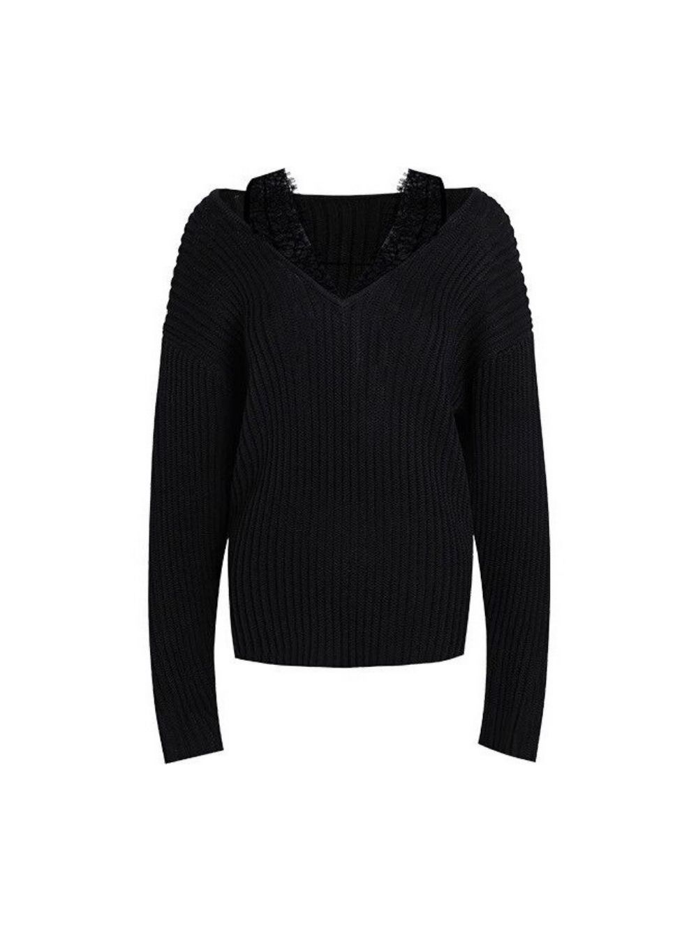 caa7bdf55be9e6b0b005a1e3491da574 Mapiya Black Lace Sweater