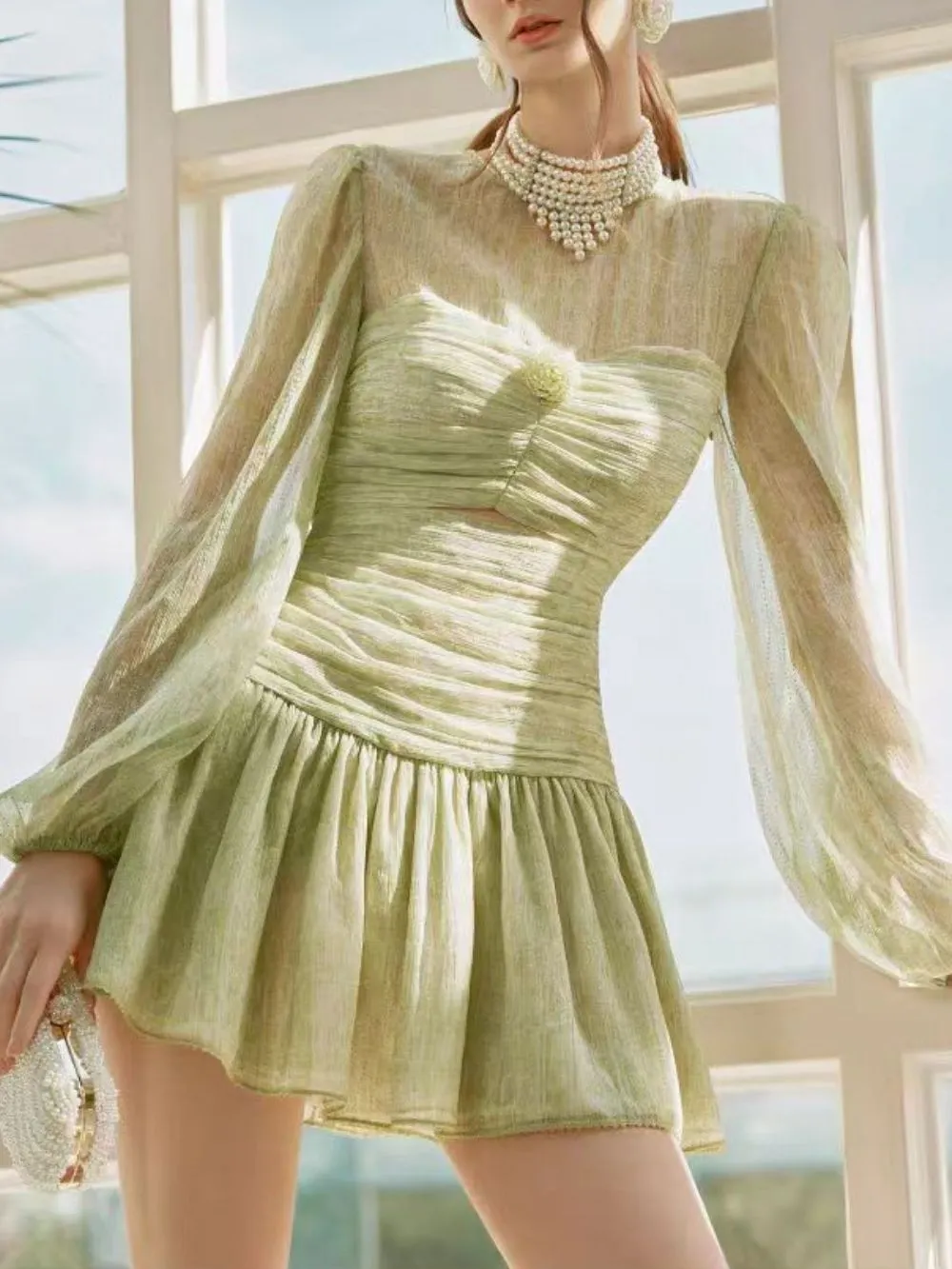 Marie Green Long Sleeve Mini Dress - OWNCI Marie Green Long Sleeve Mini Dress - OWNCI