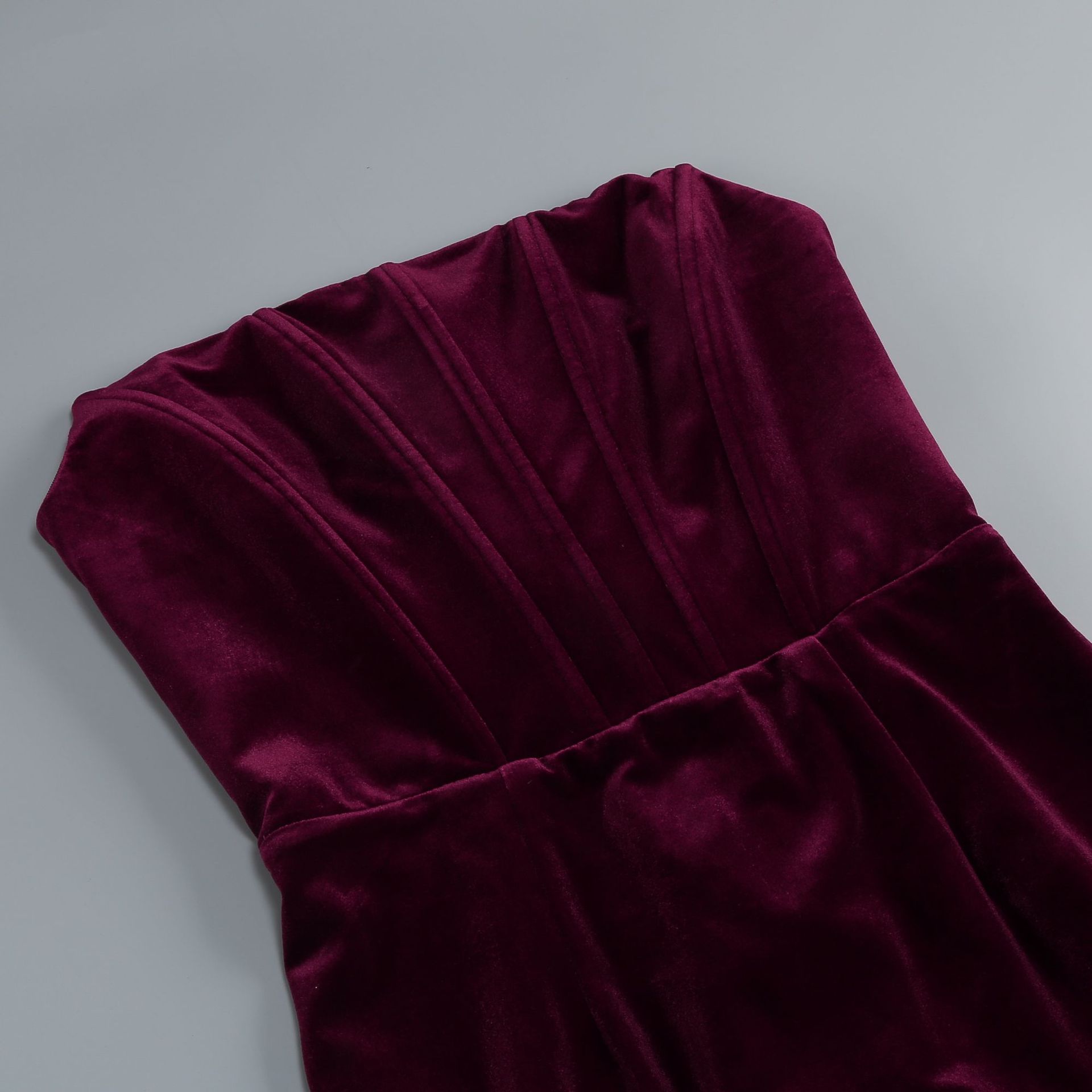 Maston Fuchsia Corset Velvet Maxi Dress With Gloves - OWNCI Maston Fuchsia Corset Velvet Maxi Dress With Gloves - OWNCI