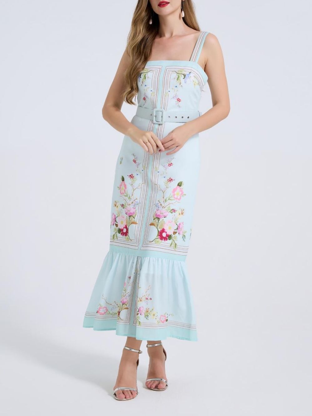 Mandi Floral Belted Midi Dress - OWNCI Mandi Floral Belted Midi Dress - OWNCI