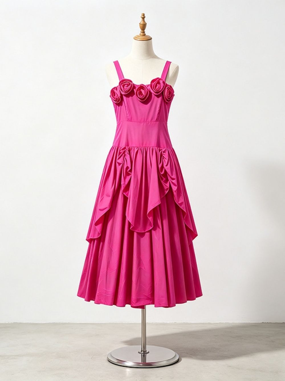 Margareta Strappy Flower Midi Dress - OWNCI