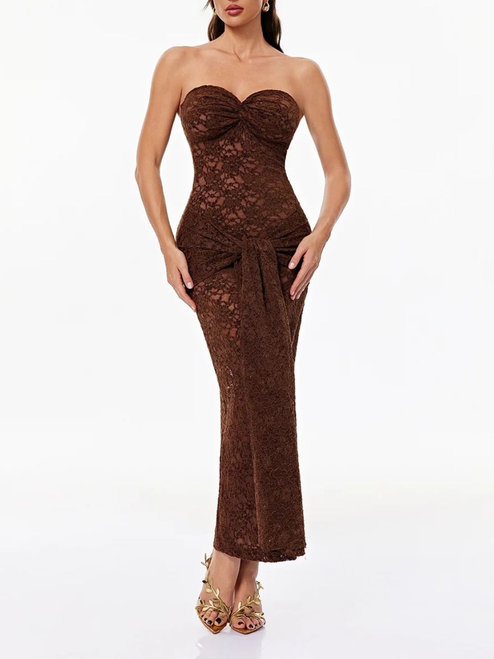 Roslen Strapless Twisted Lace Maxi Dress - OWNCI Roslen Strapless Twisted Lace Maxi Dress - OWNCI