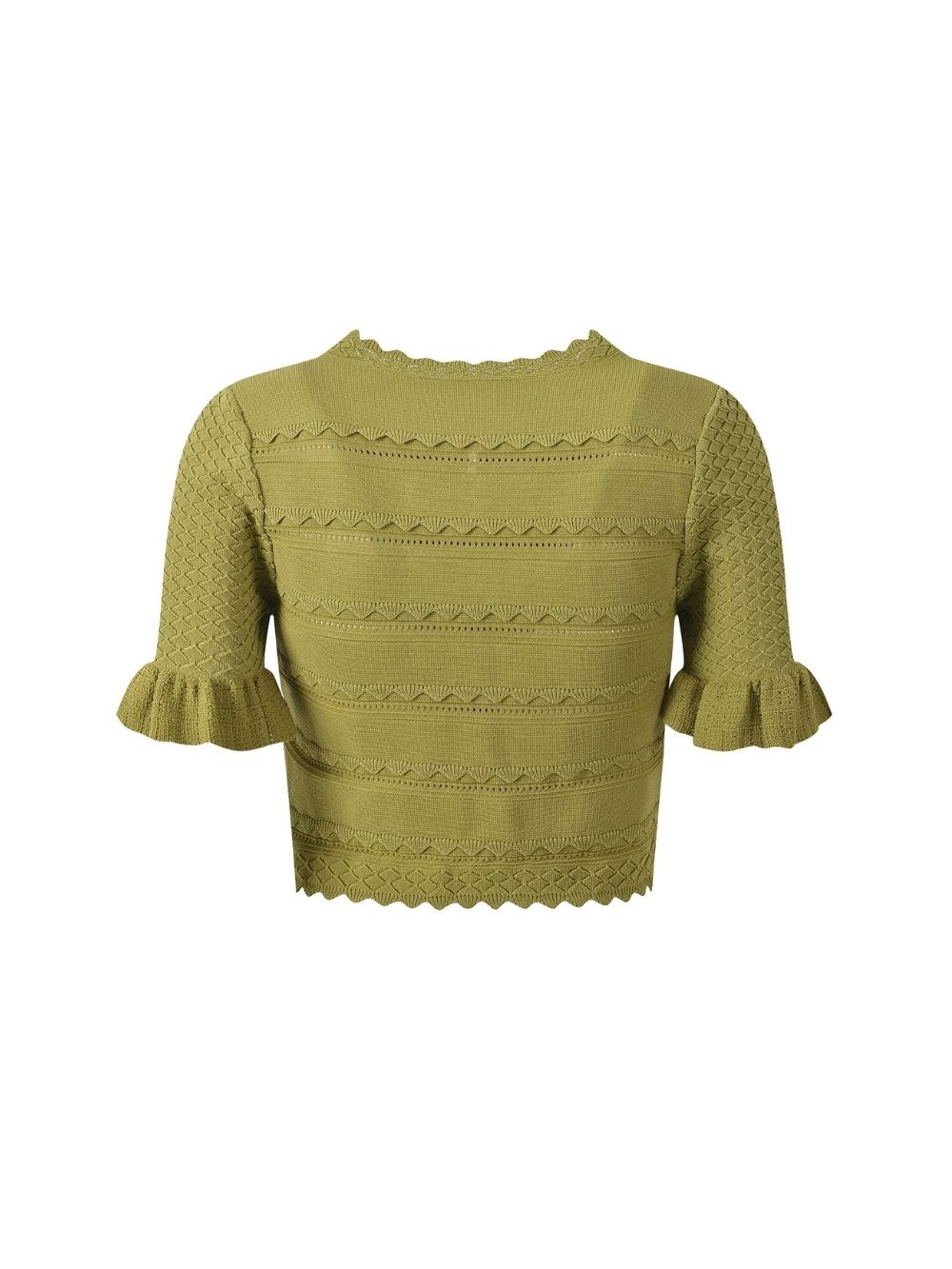 Cropped Ruffled Sleeve Cardigan - OWNCI Cropped Ruffled Sleeve Cardigan - OWNCI