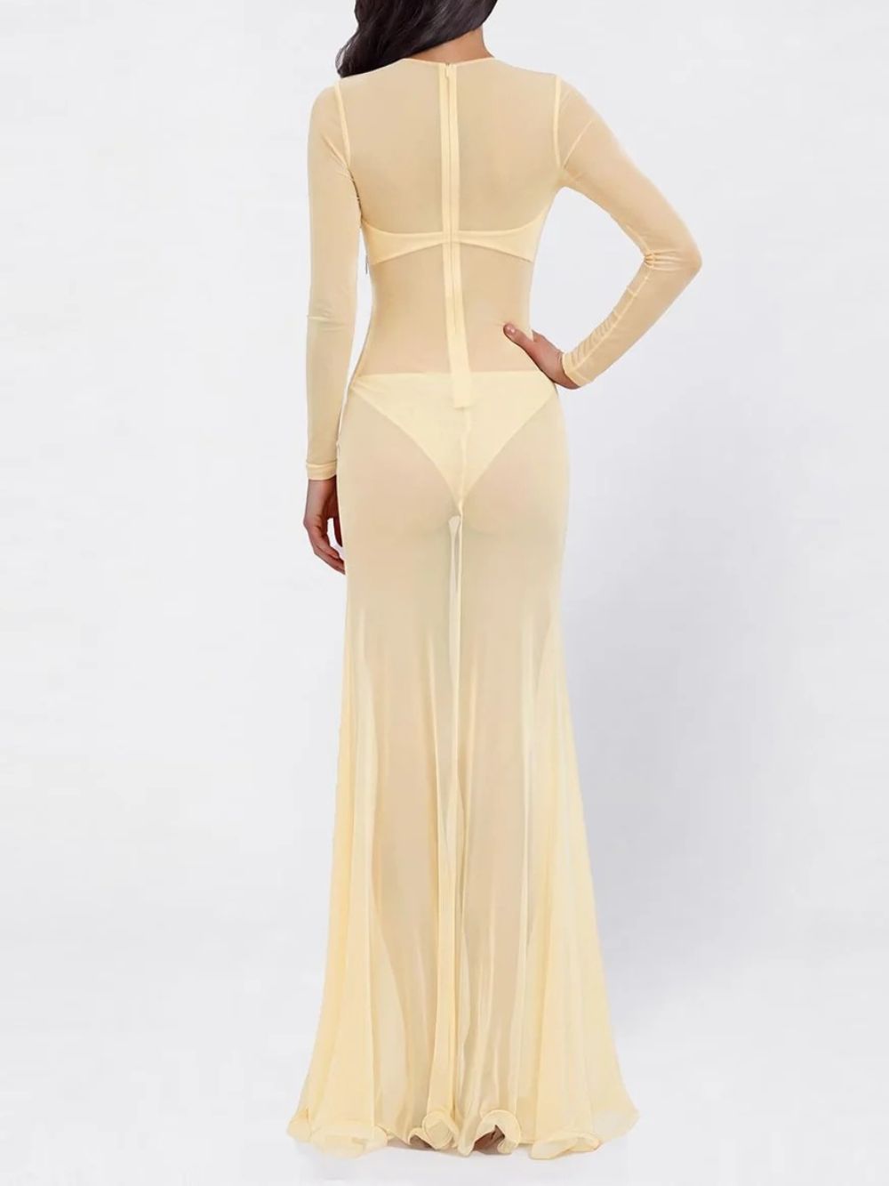 Nexoria Cowl Neck Mesh Maxi Dress - OWNCI