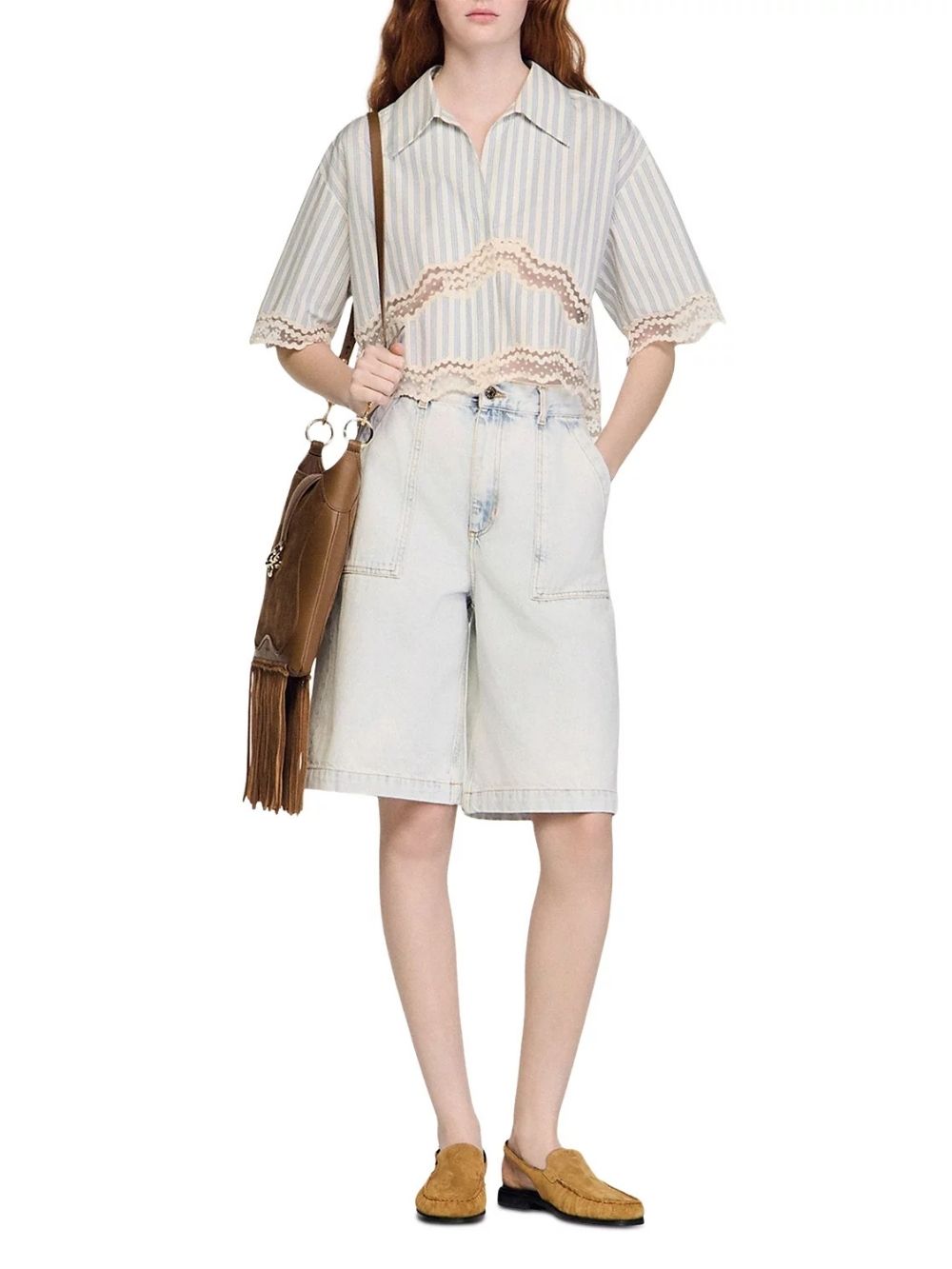 Cropped Striped Cotton Shirt - OWNCI Cropped Striped Cotton Shirt - OWNCI