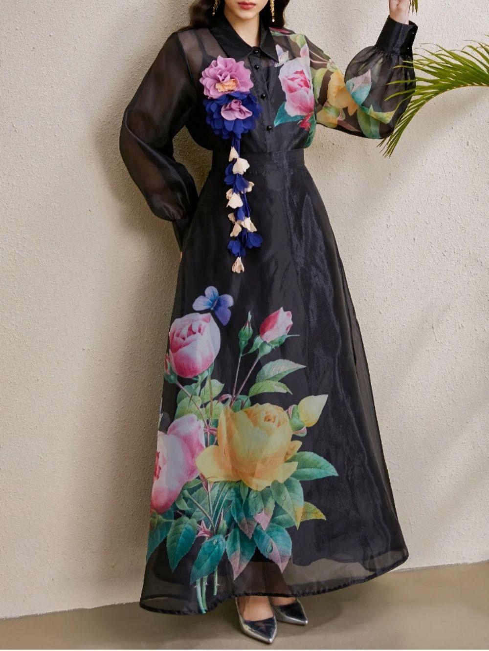 Maru Black Floral Top & Maxi Skirt Set - OWNCI