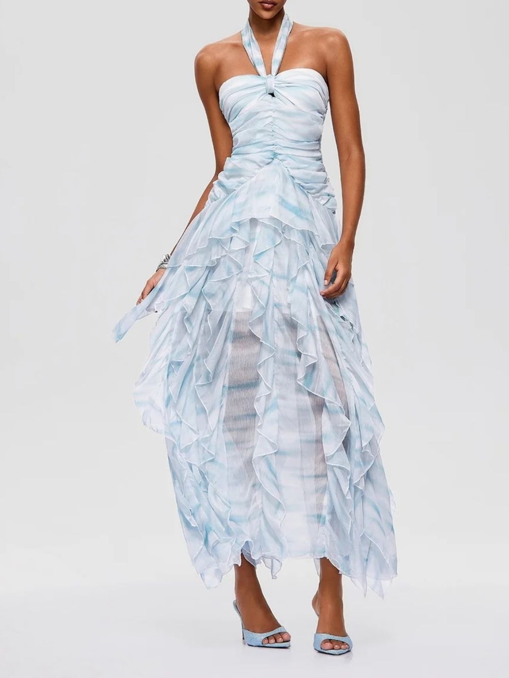 Fusako Halterneck Ruffle Maxi Dress - OWNCI Fusako Halterneck Ruffle Maxi Dress - OWNCI