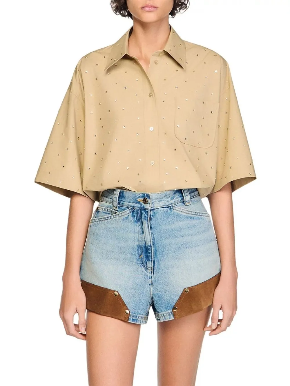 Rhinestone Cotton Shirt - OWNCI Rhinestone Cotton Shirt - OWNCI