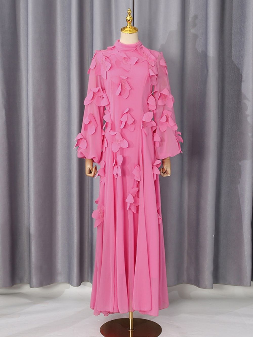 Mariyah Flower Embellished Long Sleeve Maxi Dress - OWNCI Mariyah Flower Embellished Long Sleeve Maxi Dress - OWNCI