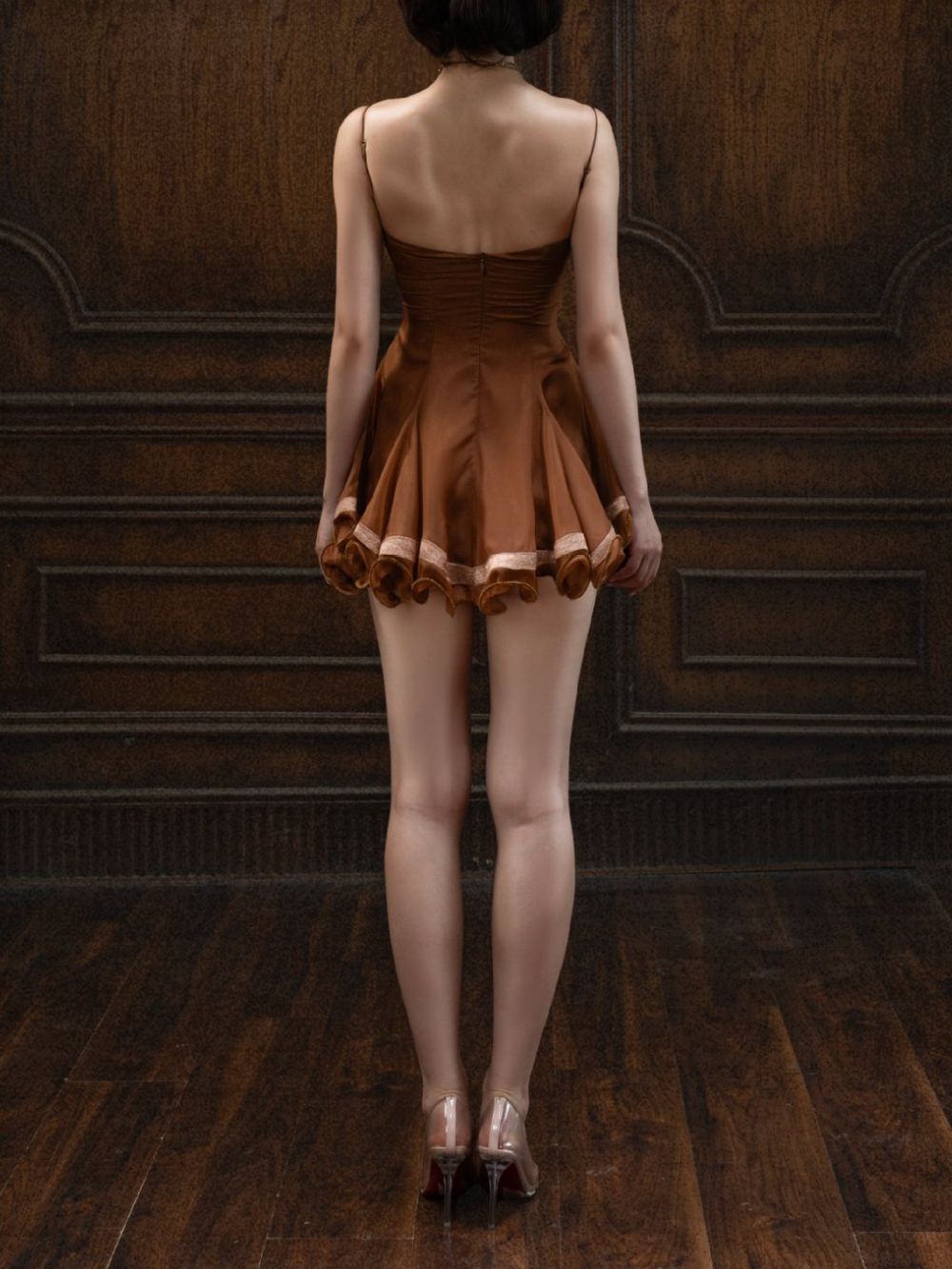 Marvela Coffee Spaghetti Mini Dress - OWNCI