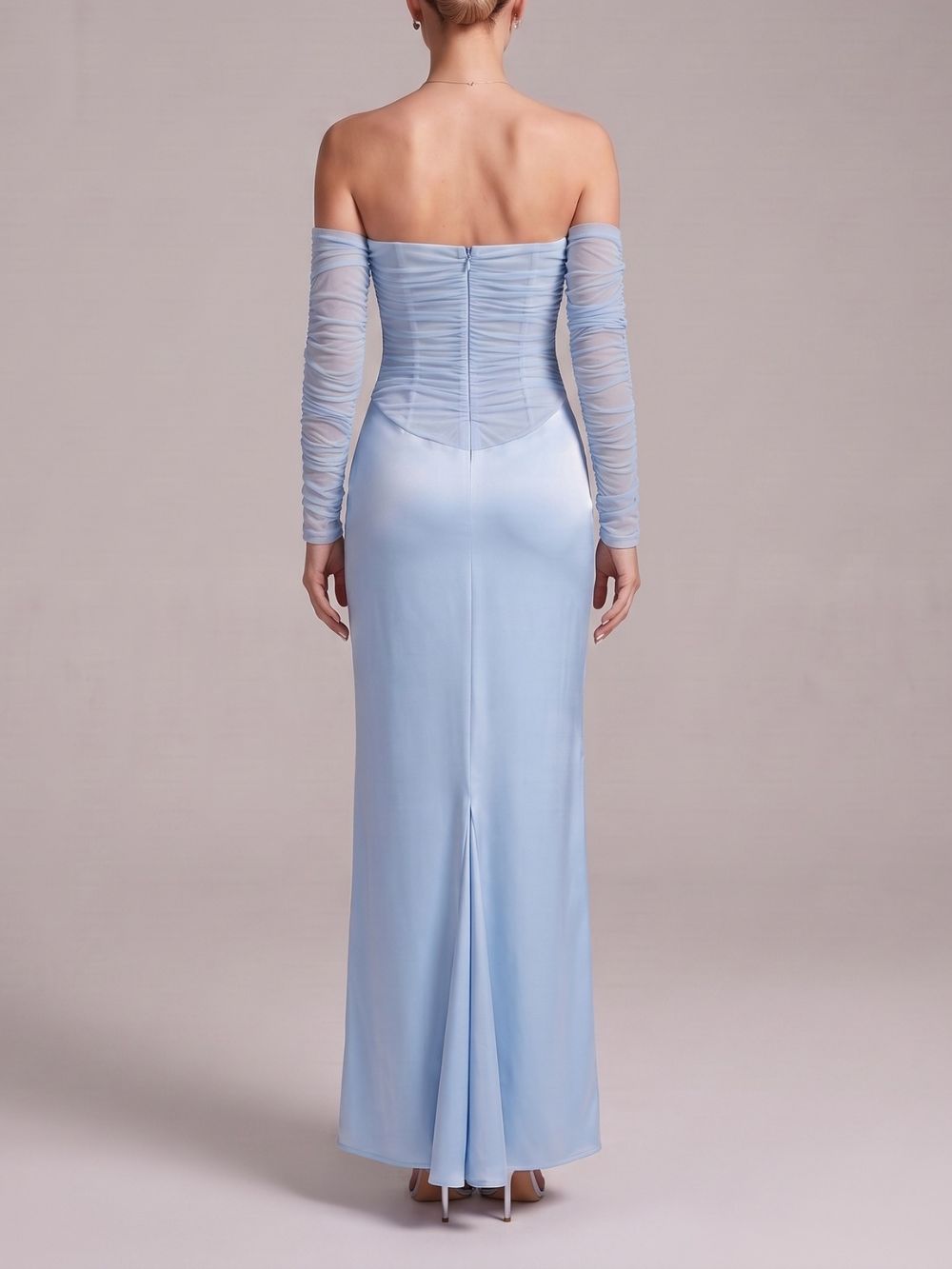 Maru Blue Off-Shoulder Corset Maxi Dress - OWNCI