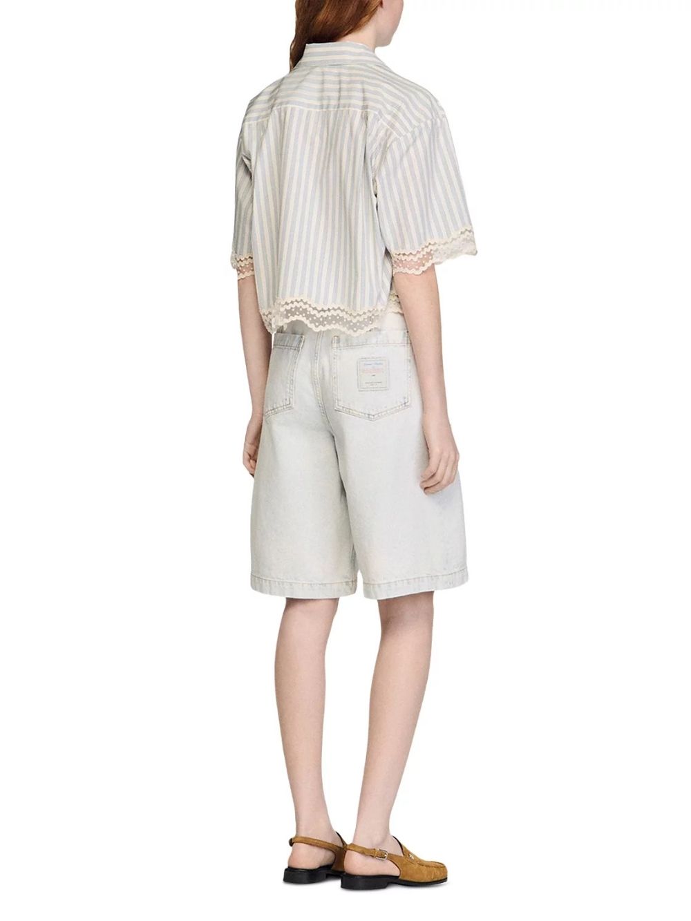 Cropped Striped Cotton Shirt - OWNCI