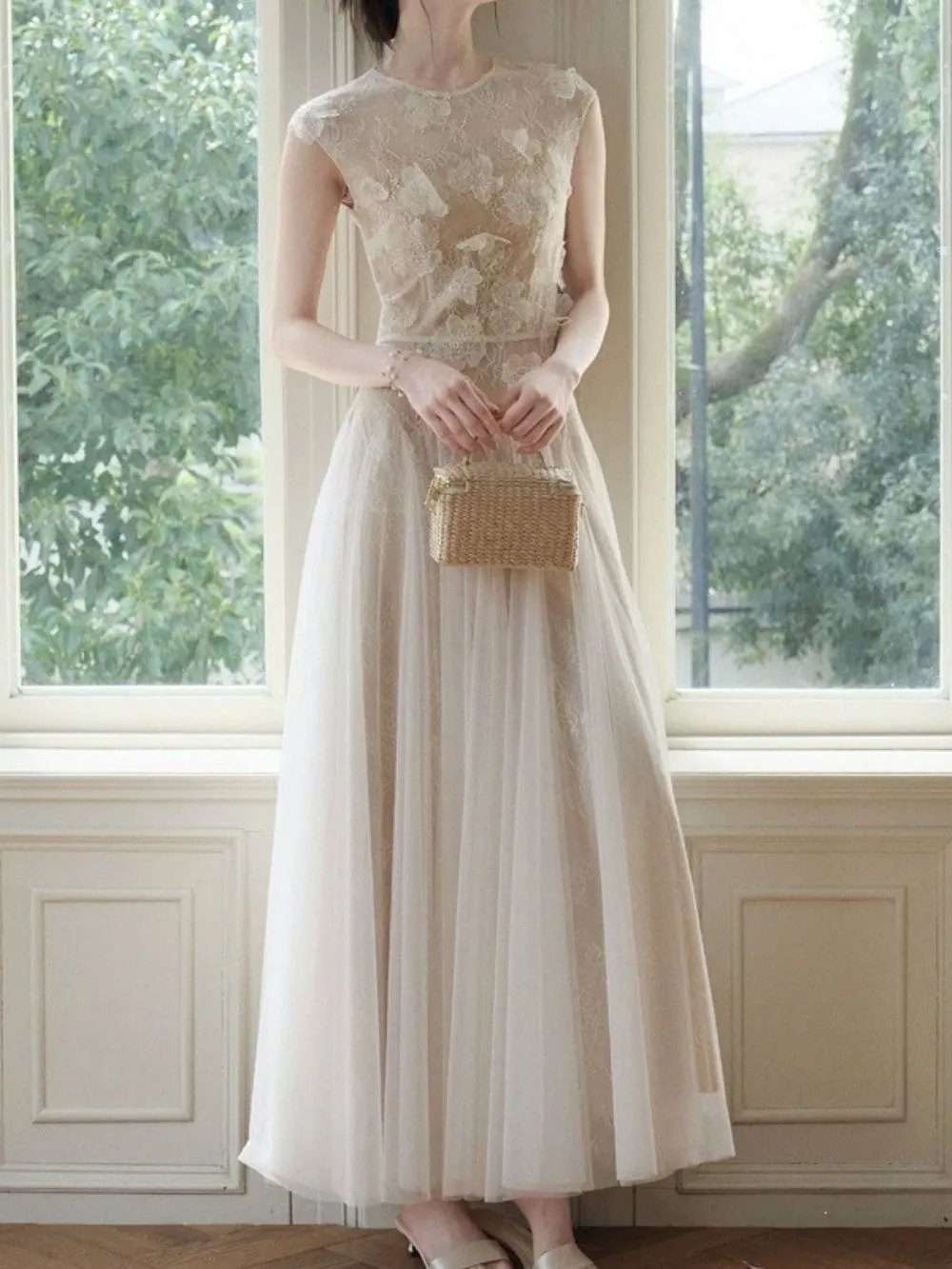 Marianna Lace Mesh Maxi Dress - OWNCI