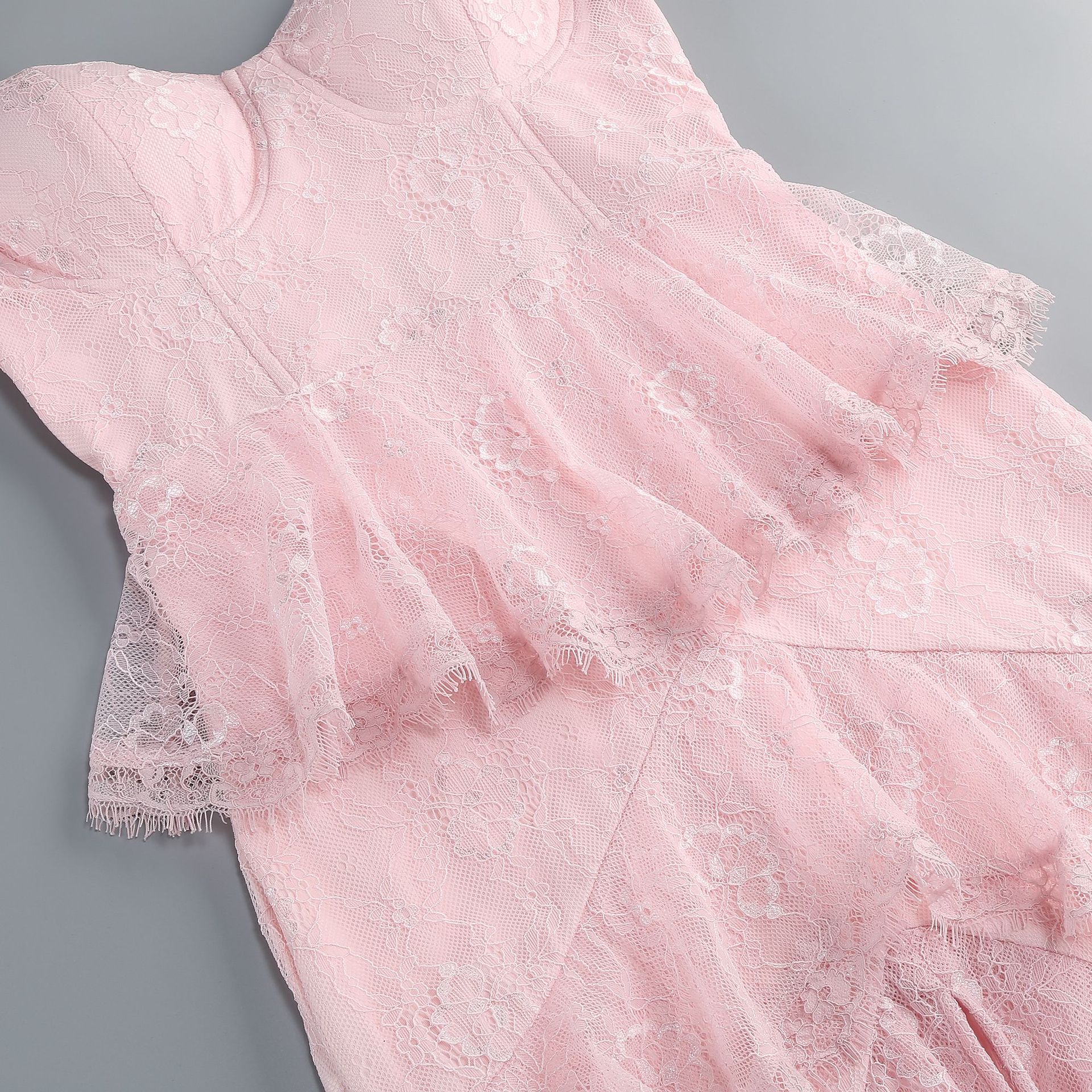 Malva Pink Strappy Lace Layered Maxi Dress - OWNCI Malva Pink Strappy Lace Layered Maxi Dress - OWNCI