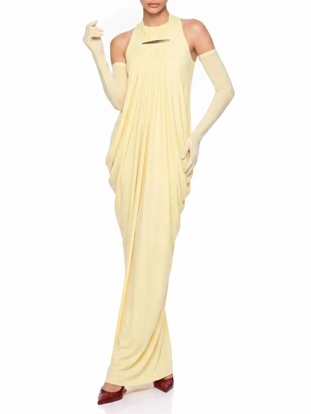 Quvion Sleeveless Draped Maxi Dress - OWNCI