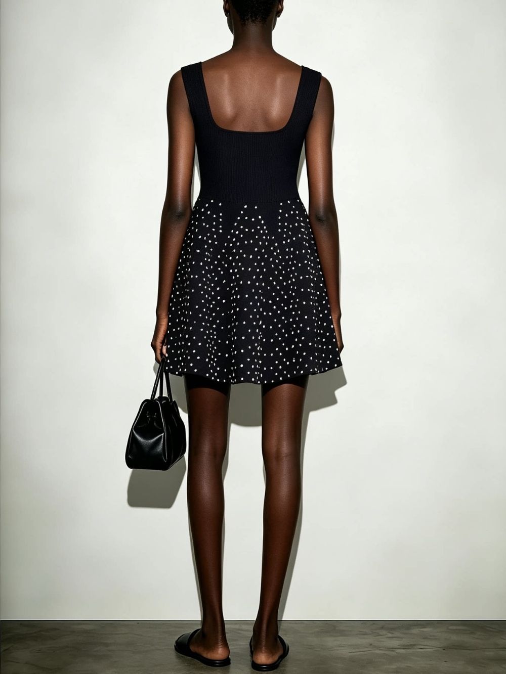 Marilena Black Sleeveless Pearl Knit Mini Dress - OWNCI