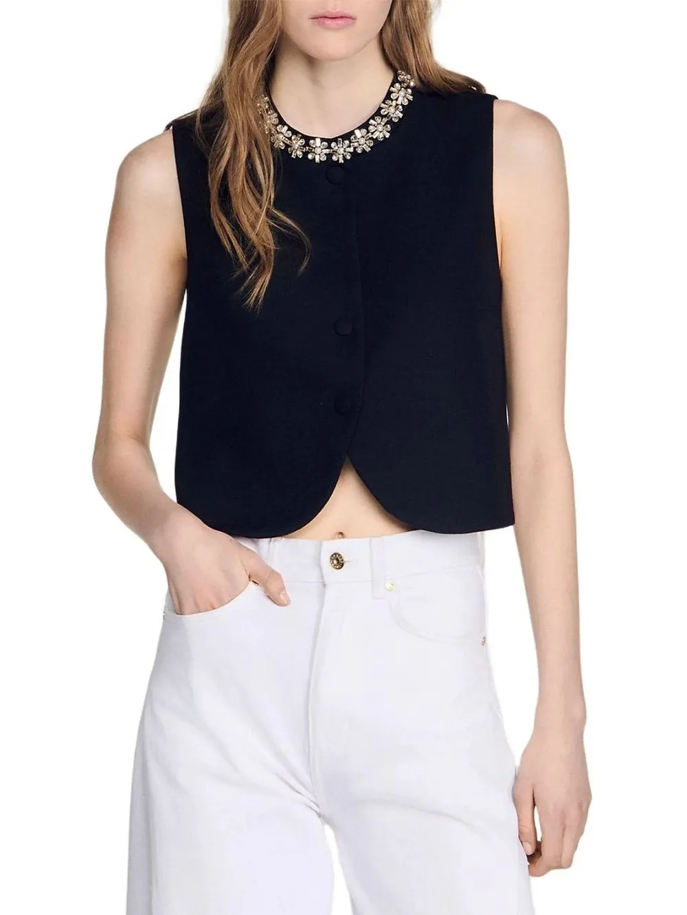 Lavandoria Jeweled Neckline Jacket - OWNCI Lavandoria Jeweled Neckline Jacket - OWNCI