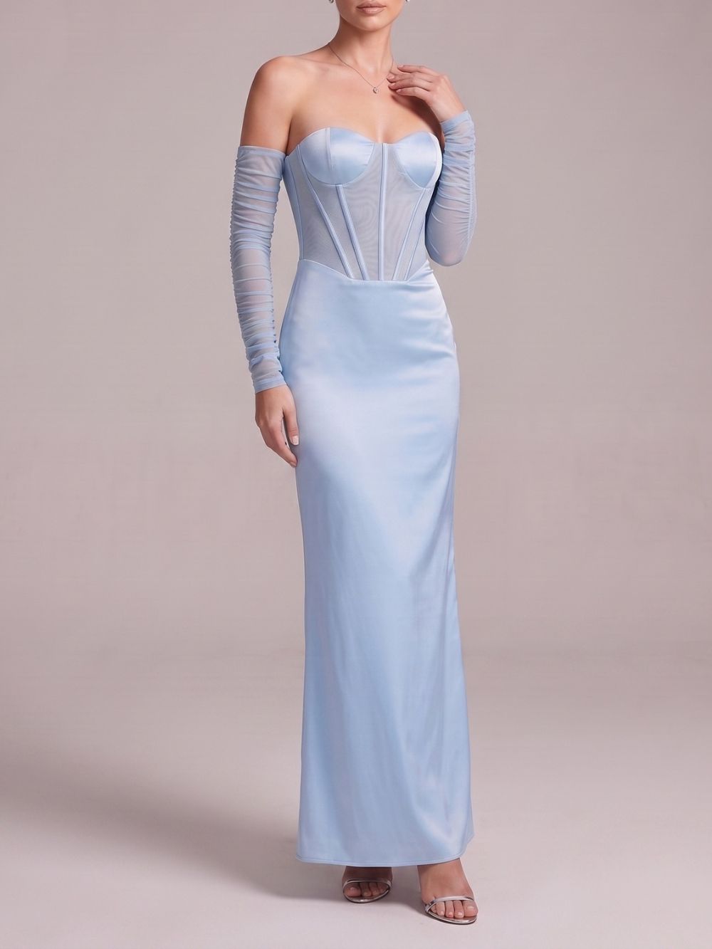 Maru Blue Off-Shoulder Corset Maxi Dress - OWNCI Maru Blue Off-Shoulder Corset Maxi Dress - OWNCI