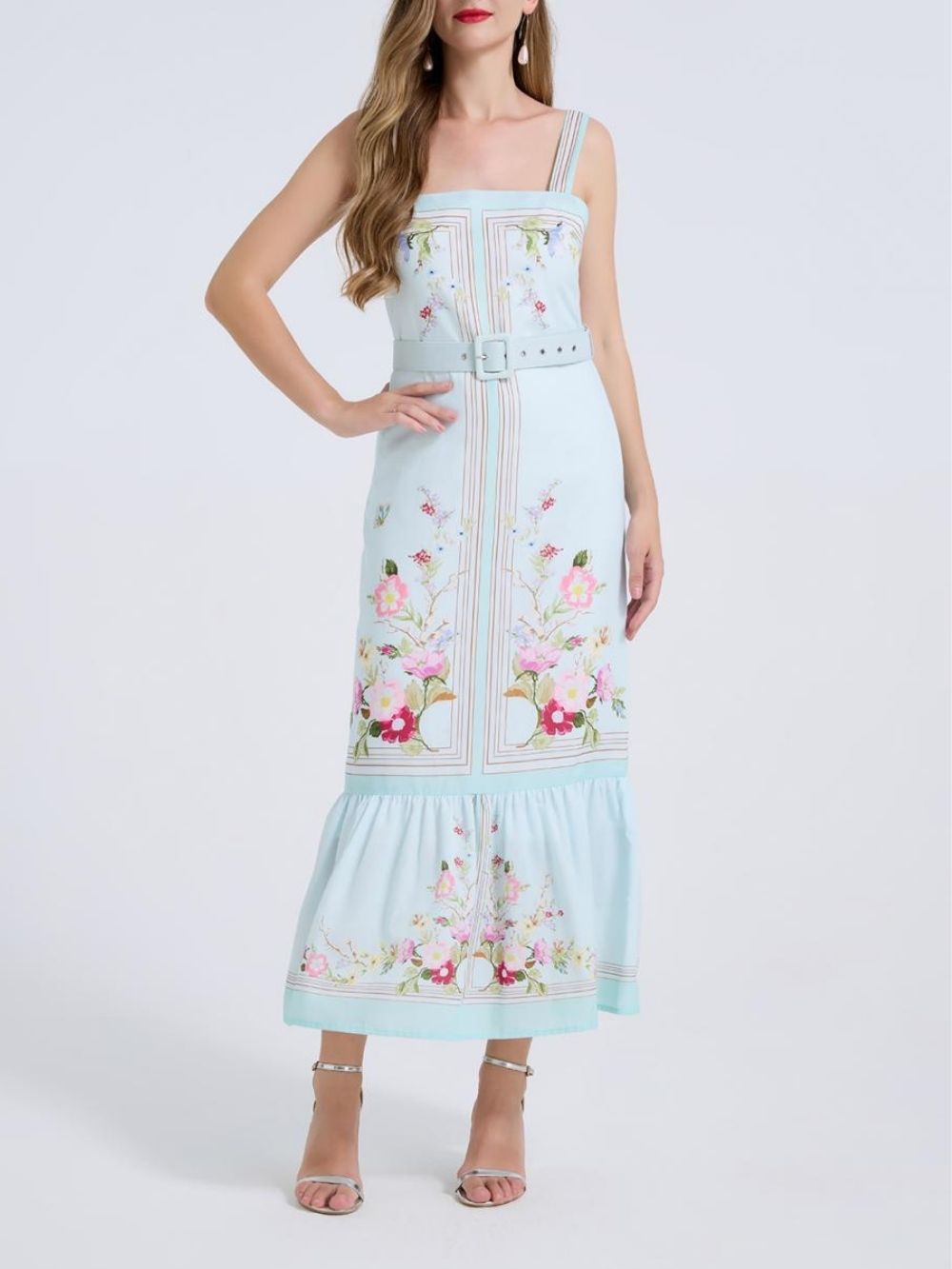 Mandi Floral Belted Midi Dress - OWNCI Mandi Floral Belted Midi Dress - OWNCI